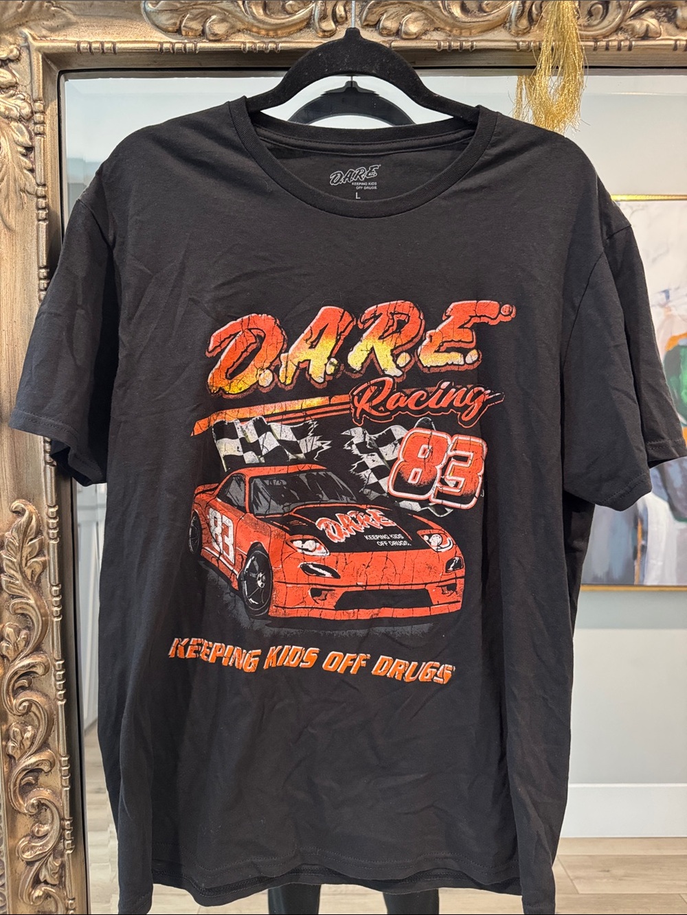DARE Racing Men's Black Short-Sleeve Tee with Red Car Graphic